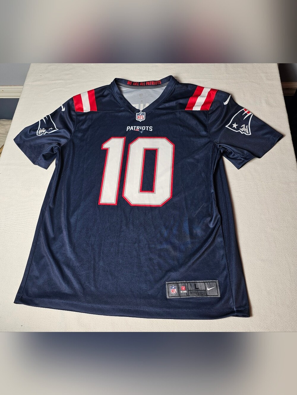 New England Patriots #10 Navy Football Jersey - Nike Size Large